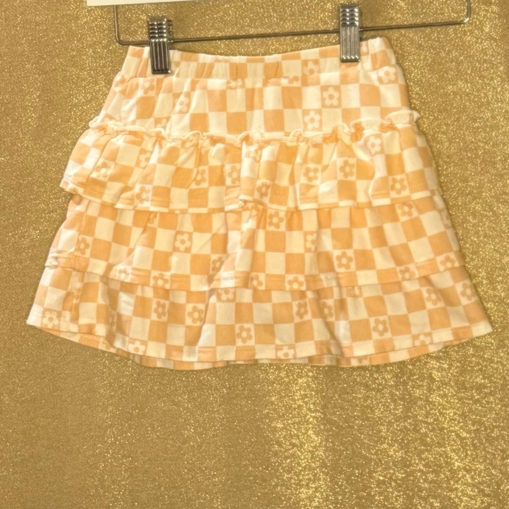 Checkered Ruffle Skirt in Cream